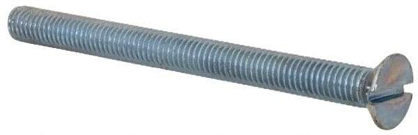 Value Collection - M5x0.80, 60mm OAL Slotted Drive Machine Screw - Flat Head, Grade 4.8 Steel, Zinc-Plated Finish, Without Washer - Industrial Tool & Supply