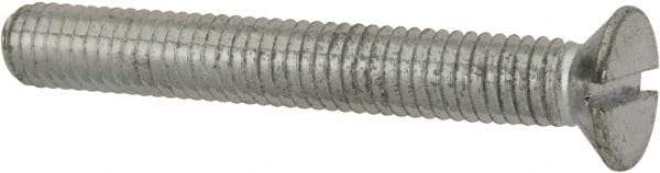 Value Collection - M6x1.00, 45mm OAL Slotted Drive Machine Screw - Flat Head, Grade 4.8 Steel, Zinc-Plated Finish, Without Washer - Industrial Tool & Supply