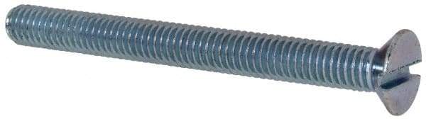 Value Collection - M6x1.00, 60mm OAL Slotted Drive Machine Screw - Flat Head, Grade 4.8 Steel, Zinc-Plated Finish, Without Washer - Industrial Tool & Supply
