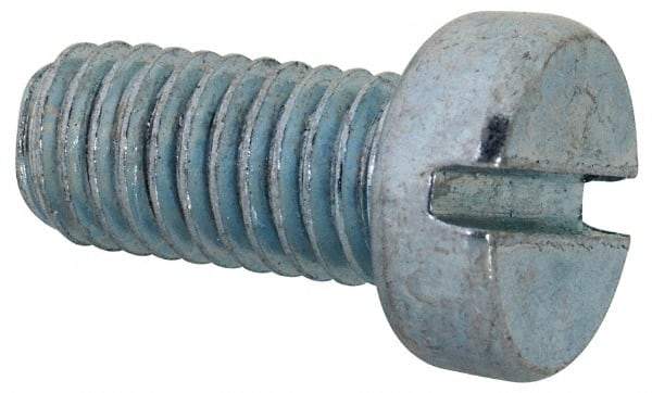 Value Collection - M8x1.25, 16mm Length Under Head Slotted Drive Machine Screw - Cheese Head, Grade 4.8 Steel, Zinc-Plated Finish, Without Washer - Industrial Tool & Supply