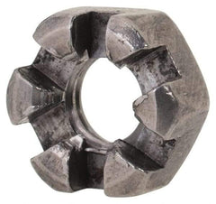 Value Collection - 1/4-20 UNC Grade 2 Steel Slotted Locknut - 7/16" Width Across Flats, 7/32" High, Uncoated - Industrial Tool & Supply