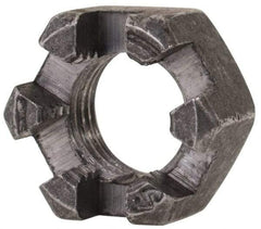 Value Collection - 3/8-24 UNF Grade 2 Steel Slotted Locknut - 9/16" Width Across Flats, 21/64" High, Uncoated - Industrial Tool & Supply