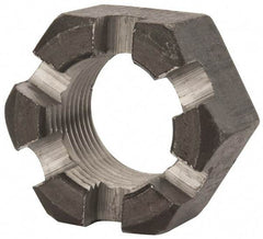 Value Collection - 1-1/8 - 12 UNF Grade 2 Steel Slotted Locknut - 1-11/16" Width Across Flats, 31/32" High, Uncoated - Industrial Tool & Supply