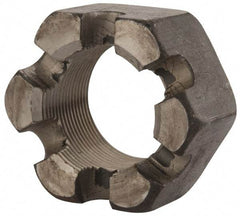 Value Collection - 1-3/4 - 12 UNF Grade 2 Steel Slotted Locknut - 2-5/8" Width Across Flats, 1-1/2" High, Uncoated - Industrial Tool & Supply