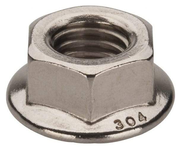 Value Collection - 1/2-13, 1.031" Flange Diam, Serrated Flange Nut - Grade 18-8 Stainless Steel, Uncoated Finish, 0.458" Flange Height - Industrial Tool & Supply