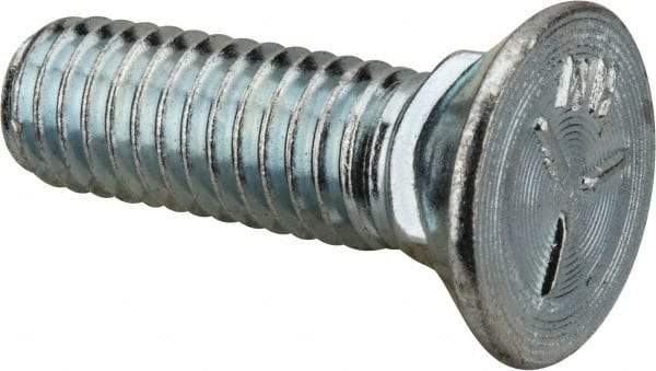 Value Collection - 3/8-16 UNC, 1-1/4" OAL, Steel Plow Bolt - Zinc-Plated Finish, Grade 5 - Industrial Tool & Supply