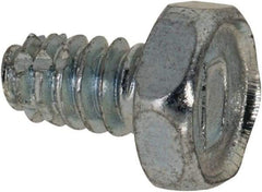 Value Collection - #6-32 UNC Thread, 1/4" Length Under Head, Hex Drive Steel Thread Cutting Screw - Hex Head, Grade 2, Point Type F, Zinc-Plated Finish - Industrial Tool & Supply