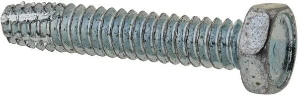 Value Collection - #10-24 UNC Thread, 1" Length Under Head, Hex Drive Steel Thread Cutting Screw - Hex Head, Grade 2, Point Type F, Zinc-Plated Finish - Industrial Tool & Supply