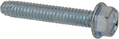 Value Collection - 1/4-20 UNC Thread, 1-1/2" Length Under Head, Hex Drive Steel Thread Cutting Screw - Hex Head, Grade 2, Point Type F, Zinc-Plated Finish - Industrial Tool & Supply