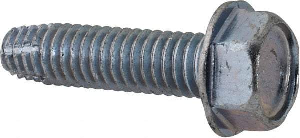 Value Collection - 5/16-18 UNC Thread, 1-1/4" Length Under Head, Hex Drive Steel Thread Cutting Screw - Hex Head, Grade 2, Point Type F, Zinc-Plated Finish - Industrial Tool & Supply