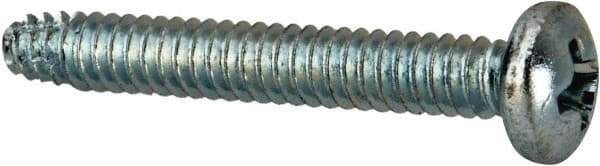 Value Collection - #6-32 UNC Thread, 1" Length Under Head, Phillips Drive Steel Thread Cutting Screw - Pan Head, Grade 2, Point Type F, Zinc-Plated Finish - Industrial Tool & Supply