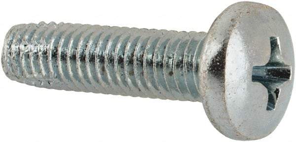 Value Collection - #10-32 UNF Thread, 3/4" Length Under Head, Phillips Drive Steel Thread Cutting Screw - Pan Head, Grade 2, Point Type F, Zinc-Plated Finish - Industrial Tool & Supply