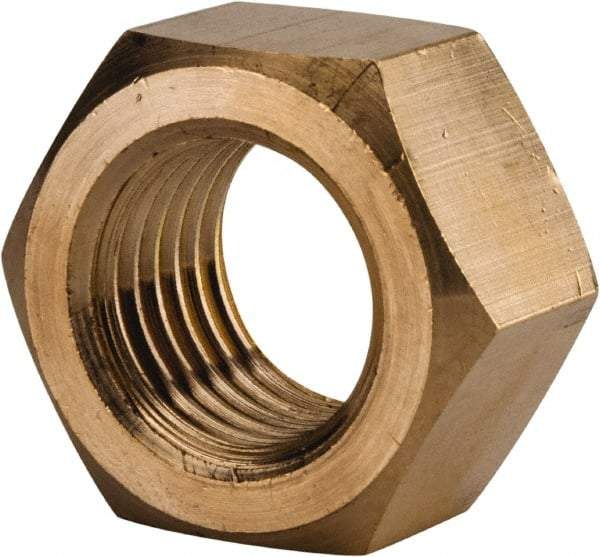 Value Collection - 1-1/4 - 7 UNC Brass Right Hand Hex Nut - 1-7/8" Across Flats, 1-1/16" High, Brass Finish - Industrial Tool & Supply