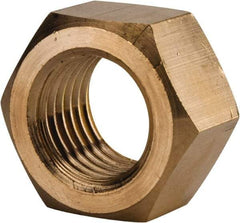 Value Collection - 1-1/4 - 7 UNC Brass Right Hand Hex Nut - 1-7/8" Across Flats, 1-1/16" High, Brass Finish - Industrial Tool & Supply