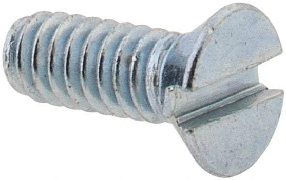 Value Collection - #2-56 UNC, 1/4" OAL Slotted Drive Machine Screw - Flat Head, Grade 2 Steel, Zinc-Plated Finish, Without Washer - Industrial Tool & Supply