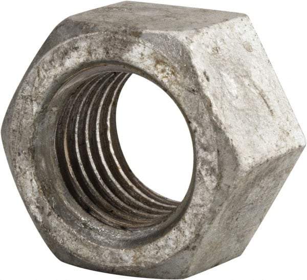 Value Collection - 1-3/8 - 6 UNC Steel Right Hand Hex Nut - 2-1/16" Across Flats, 1-11/64" High, Hot Dipped Galvanized Finish - Industrial Tool & Supply