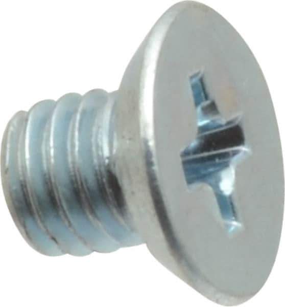 Value Collection - #10-32 UNF, 1/4" OAL Phillips Drive Machine Screw - Flat Head, Grade 2 Steel, Zinc-Plated Finish, Without Washer - Industrial Tool & Supply