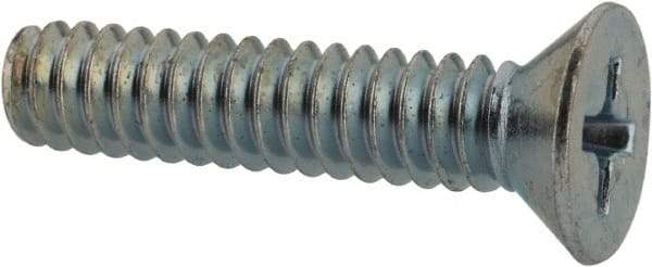 Value Collection - #10-24 UNC, 7/8" OAL Phillips Drive Machine Screw - Flat Head, Grade 2 Steel, Zinc-Plated Finish, Without Washer - Industrial Tool & Supply
