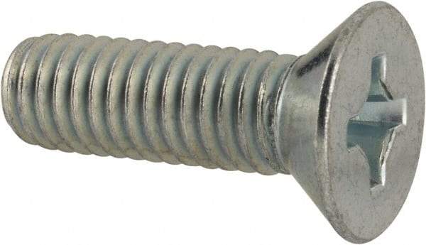 Value Collection - 3/8-16 UNC, 1-1/4" OAL Phillips Drive Machine Screw - Flat Head, Grade 2 Steel, Zinc-Plated Finish, Without Washer - Industrial Tool & Supply