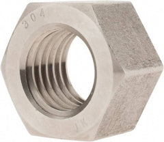 Value Collection - 1-1/8 - 7 UNC Stainless Steel Right Hand Hex Nut - 1-11/16" Across Flats, 31/32" High, Uncoated - Industrial Tool & Supply
