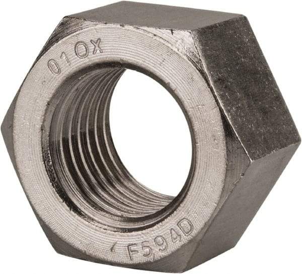 Value Collection - 1-1/4 - 7 UNC Stainless Steel Right Hand Hex Nut - 1-7/8" Across Flats, 1-1/16" High, Uncoated - Industrial Tool & Supply