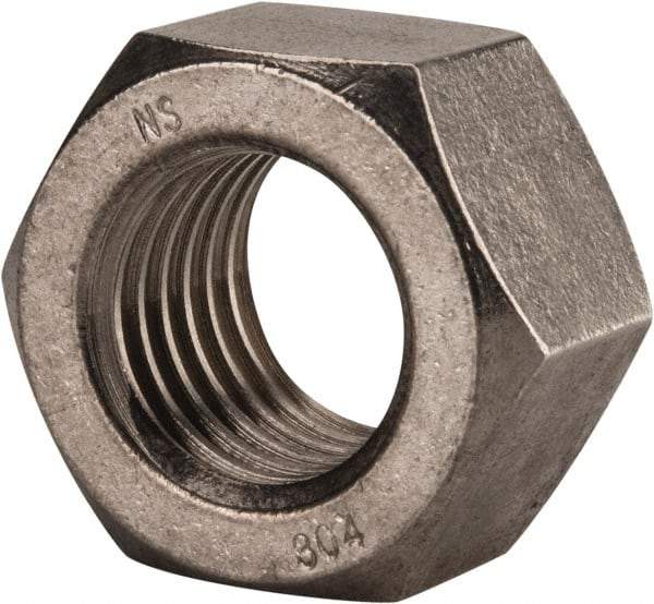 Value Collection - 1-3/8 - 6 UNC Stainless Steel Right Hand Hex Nut - 2-1/16" Across Flats, 1-11/64" High, Uncoated - Industrial Tool & Supply