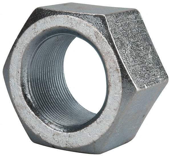 Value Collection - 2-12 UN Steel Right Hand Hex Nut - 3" Across Flats, 1-23/32" High, Zinc Clear Finish - Industrial Tool & Supply