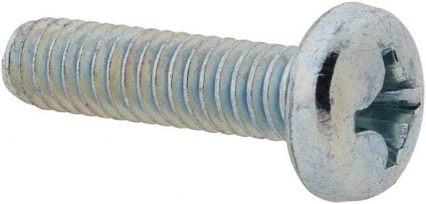 Value Collection - #12-24 UNC, 7/8" Length Under Head Phillips Drive Machine Screw - Pan Head, Grade 2 Steel, Zinc-Plated Finish, Without Washer - Industrial Tool & Supply
