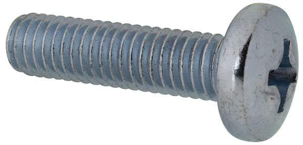 Value Collection - 3/8-16 UNC, 1-1/2" Length Under Head Phillips Drive Machine Screw - Pan Head, Grade 2 Steel, Zinc-Plated Finish, Without Washer - Industrial Tool & Supply