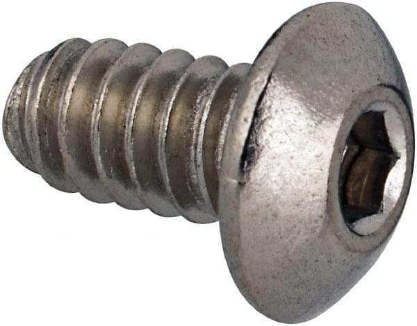 Value Collection - #6-32 UNC Hex Socket Drive, Button Screw - Grade 316 Stainless Steel, Uncoated, 1/4" Length Under Head - Industrial Tool & Supply