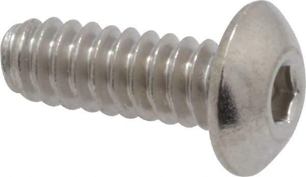 Value Collection - #6-32 UNC Hex Socket Drive, Button Screw - Grade 316 Stainless Steel, Uncoated, 3/8" Length Under Head - Industrial Tool & Supply