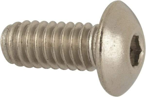 Value Collection - #8-32 UNC Hex Socket Drive, Button Screw - Grade 316 Stainless Steel, Uncoated, 3/8" Length Under Head - Industrial Tool & Supply