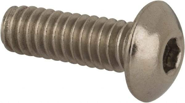 Value Collection - #8-32 UNC Hex Socket Drive, Button Screw - Grade 316 Stainless Steel, Uncoated, 1/2" Length Under Head - Industrial Tool & Supply