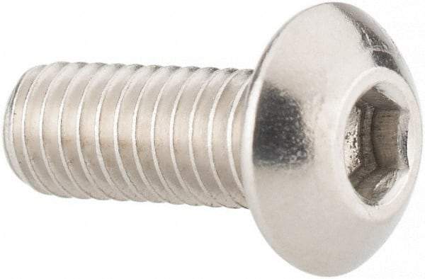 Value Collection - #10-32 UNF Hex Socket Drive, Button Screw - Grade 316 Stainless Steel, Uncoated, 1/2" Length Under Head - Industrial Tool & Supply