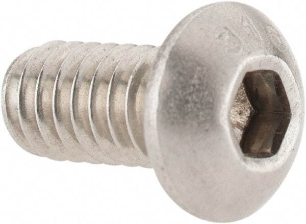 Value Collection - 1/4-20 UNC Hex Socket Drive, Button Screw - Grade 316 Stainless Steel, Uncoated, 1/2" Length Under Head - Industrial Tool & Supply