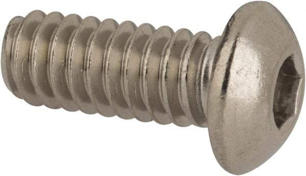 Value Collection - 1/4-20 UNC Hex Socket Drive, Button Screw - Grade 316 Stainless Steel, Uncoated, 5/8" Length Under Head - Industrial Tool & Supply