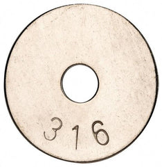 Value Collection - 5/16" Screw, Grade 316 Stainless Steel Fender Flat Washer - 0.336" ID x 1-1/2" OD, 0.069" Thick, Plain Finish - Industrial Tool & Supply