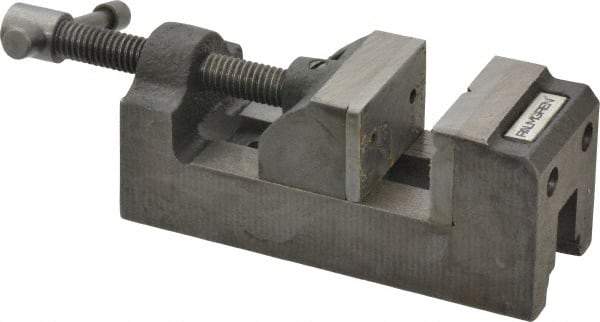 Palmgren - 1-1/2" Jaw Opening Capacity x 1" Throat Depth, Horizontal Drill Press Vise - 1-1/2" Wide Jaw, Stationary Base, Standard Speed, 5-1/8" OAL x 1-13/16" Overall Height, Cast Iron - Industrial Tool & Supply