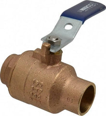 NIBCO - 1" Pipe, Full Port, Bronze Standard Ball Valve - 2 Piece, Inline - One Way Flow, Soldered x Soldered Ends, Lever Handle, 600 WOG, 150 WSP - Industrial Tool & Supply