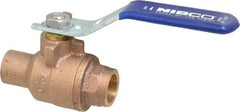 NIBCO - 1/2" Pipe, Full Port, Bronze Standard Ball Valve - 2 Piece, Inline - One Way Flow, Soldered x Soldered Ends, Lever Handle, 600 WOG, 150 WSP - Industrial Tool & Supply