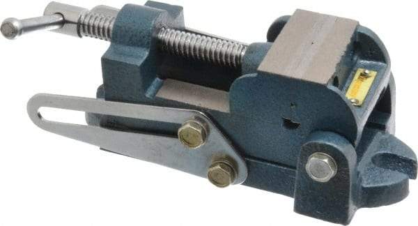 Interstate - 2" Jaw Opening Capacity x 1" Throat Depth, Angle Drill Press Vise - 2-1/2" Wide x 1.35" High Jaw, Stationary Base, Standard Speed, 7.59" OAL x 2.87" Overall Height, Cast Iron - Industrial Tool & Supply