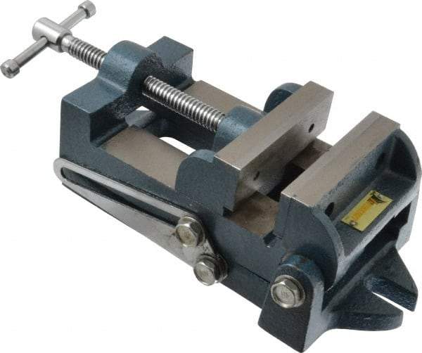 Interstate - 3-3/4" Jaw Opening Capacity x 1-3/4" Throat Depth, Angle Drill Press Vise - 4-1/2" Wide x 1.62" High Jaw, Stationary Base, Standard Speed, 10-15/16" OAL x 3.7" Overall Height, Cast Iron - Industrial Tool & Supply