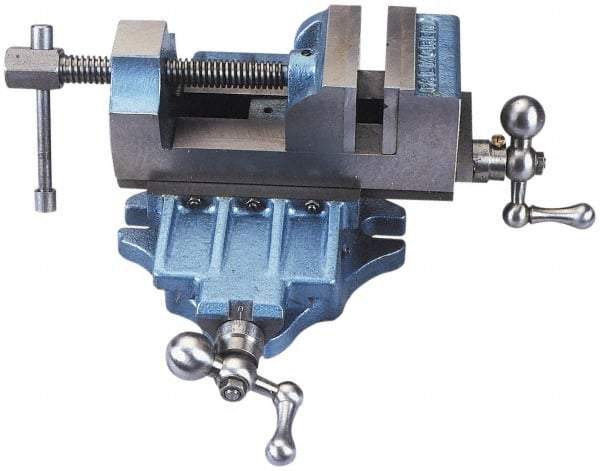 Palmgren - 3" Jaw Opening Capacity x 1-3/4" Throat Depth, Horizontal Drill Press Vise - 3" Wide Jaw, Cross Slide Base, Standard Speed, 12" OAL x 5-1/2" Overall Height, Cast Iron - Industrial Tool & Supply