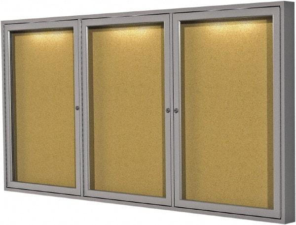 Ghent - 47.13" Wide x 36" High Enclosed Cork Bulletin Board - Natural Cork, Aluminum Frame - Industrial Tool & Supply