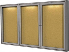 Ghent - 47.13" Wide x 36" High Enclosed Cork Bulletin Board - Natural Cork, Aluminum Frame - Industrial Tool & Supply