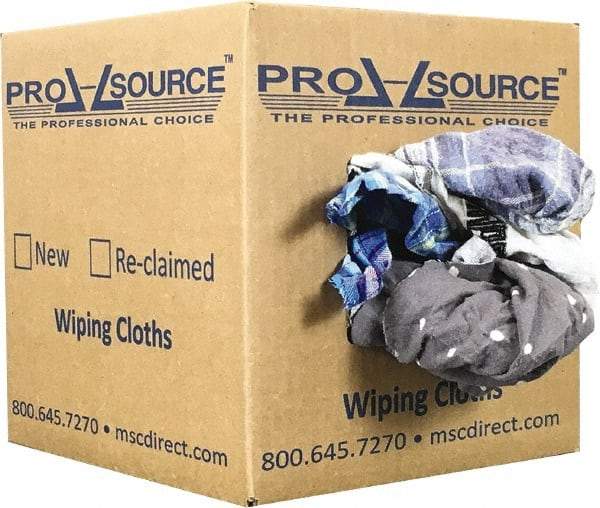 PRO-SOURCE - Reclaimed Cotton Polishing and Dust Cloths - Assorted Colors, Flannel, Low Lint, 5 Lbs. at 3 to 4 per Pound, Box - Industrial Tool & Supply