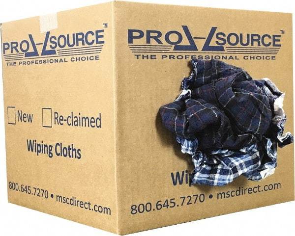 PRO-SOURCE - Reclaimed Cotton Polishing and Dust Cloths - Assorted Colors, Flannel, Low Lint, 10 Lbs. at 3 to 4 per Pound, Box - Industrial Tool & Supply