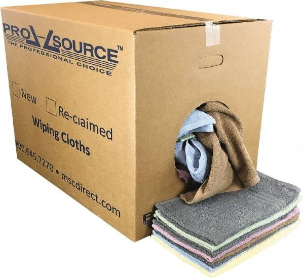 PRO-SOURCE - 16 Inch Long x 16 Inch Wide Virgin Car Wash Cotton Towels - Assorted Colors, Terry Cloth, Low Lint, 50 Lbs. at 2 to 4 per Pound, Box - Industrial Tool & Supply