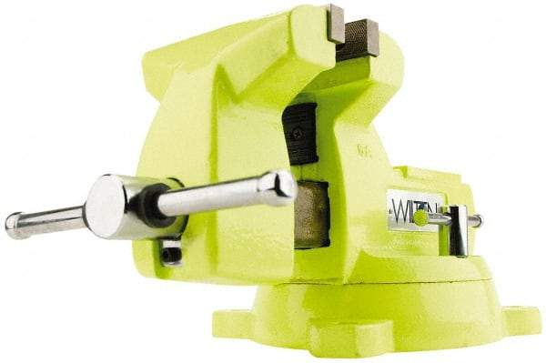 Wilton - 5" Jaw Width x 5-1/4" Jaw Opening Capacity, 3-3/4" Throat Depth, Bench & Pipe Combination Vise - 1/4 to 2-1/2" Pipe Capacity, Swivel Base, Bolt Down Attachment, Ductile Iron - Industrial Tool & Supply