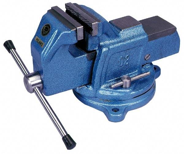 Interstate - 5" Jaw Width, 4-1/2" Opening Capacity, 2-5/8" Throat Depth, Cast Iron Swivel Bench Vise - Bolt Down Base Attachment, 6.81" High - Industrial Tool & Supply